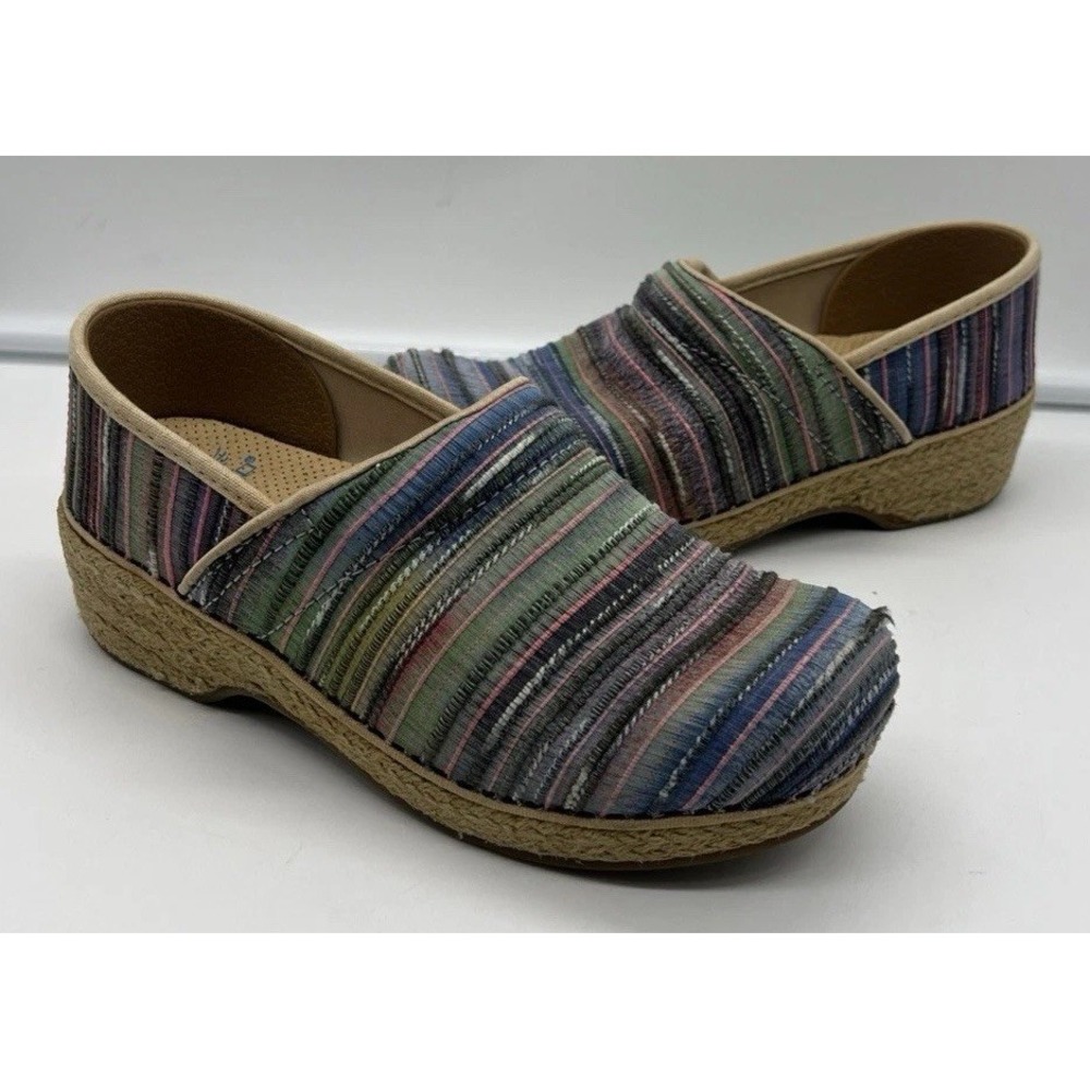 Dansko Clogs Fabric Jute Pro Artisan Weave Sunset Fabric Women's Sz 38 US 7.5-8